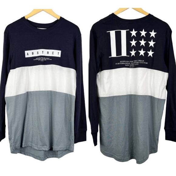 5 for $25| CUTS X Cotton On Longline Fit ABSTRACT Long Sleeve Tee Mens Size M - Picture 1 of 9